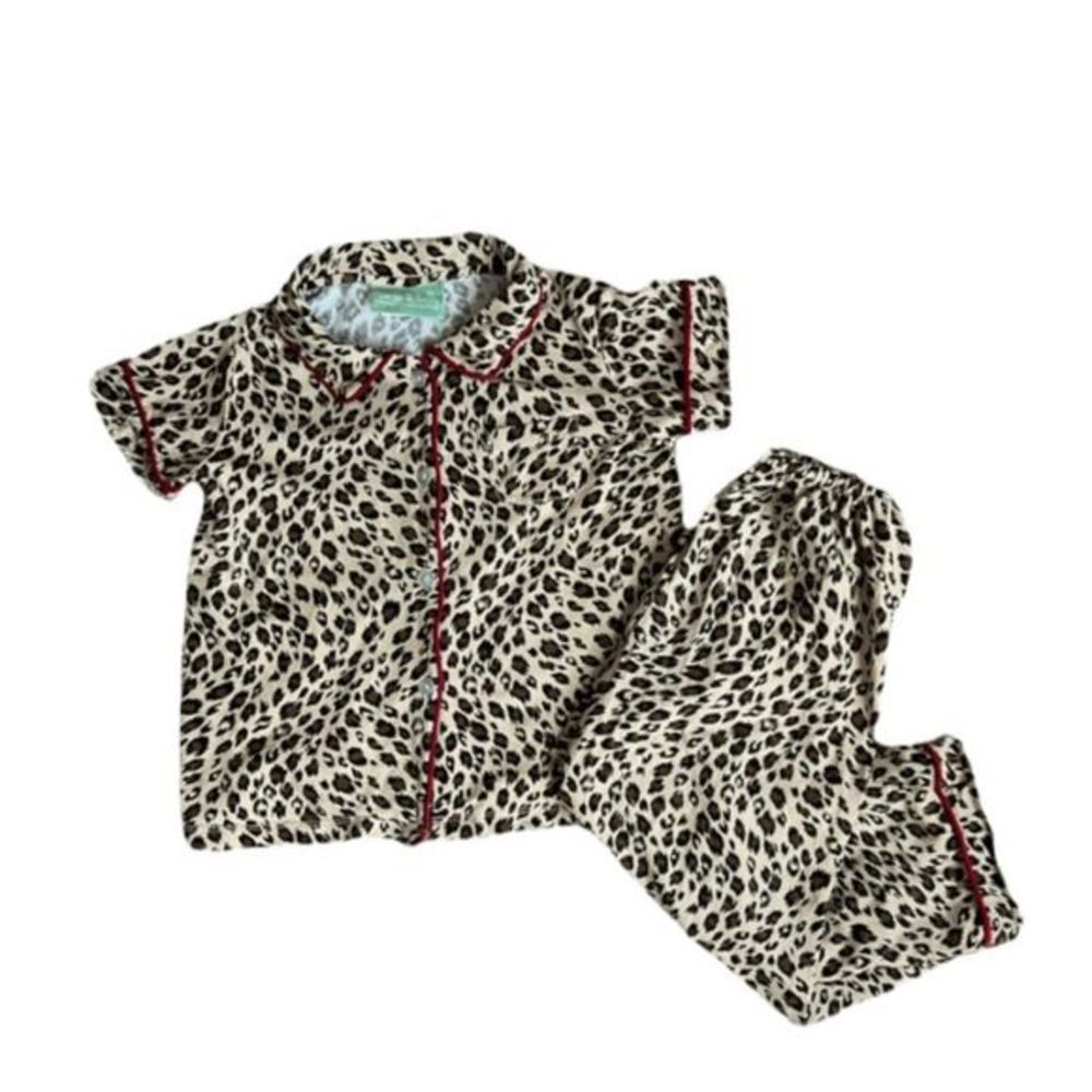 Sage & Lilly Girls Cotton Leopard Print Pajama‎ Set Sz 4